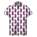 Cartoon Eggplant Pattern Print Men's Short Sleeve Shirt