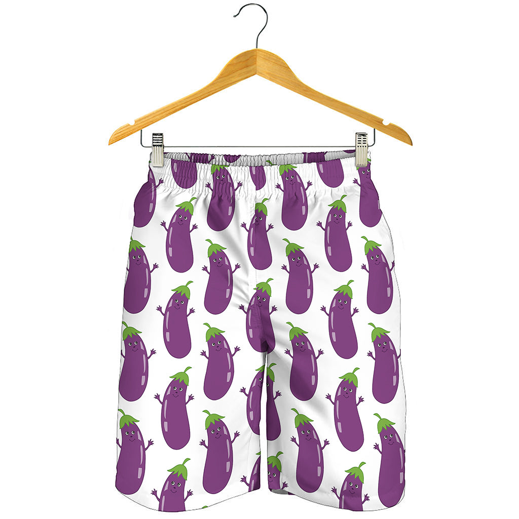 Cartoon Eggplant Pattern Print Men's Shorts