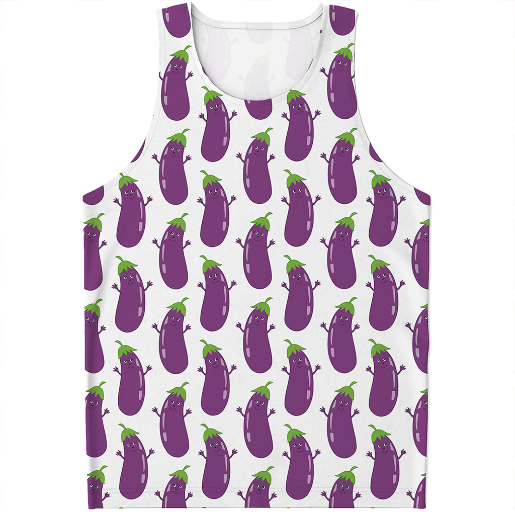 Cartoon Eggplant Pattern Print Men's Tank Top