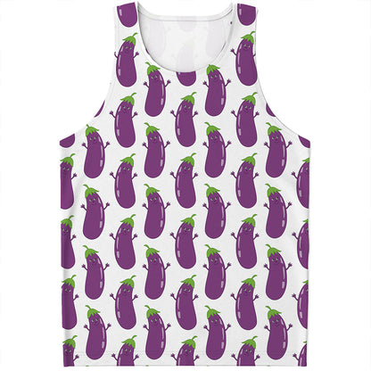 Cartoon Eggplant Pattern Print Men's Tank Top