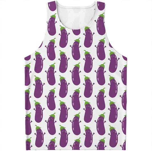 Cartoon Eggplant Pattern Print Men's Tank Top