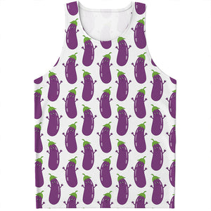 Cartoon Eggplant Pattern Print Men's Tank Top