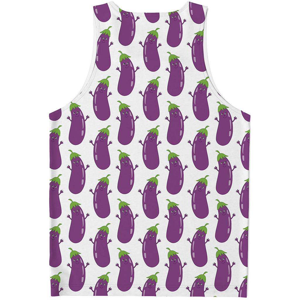 Cartoon Eggplant Pattern Print Men's Tank Top