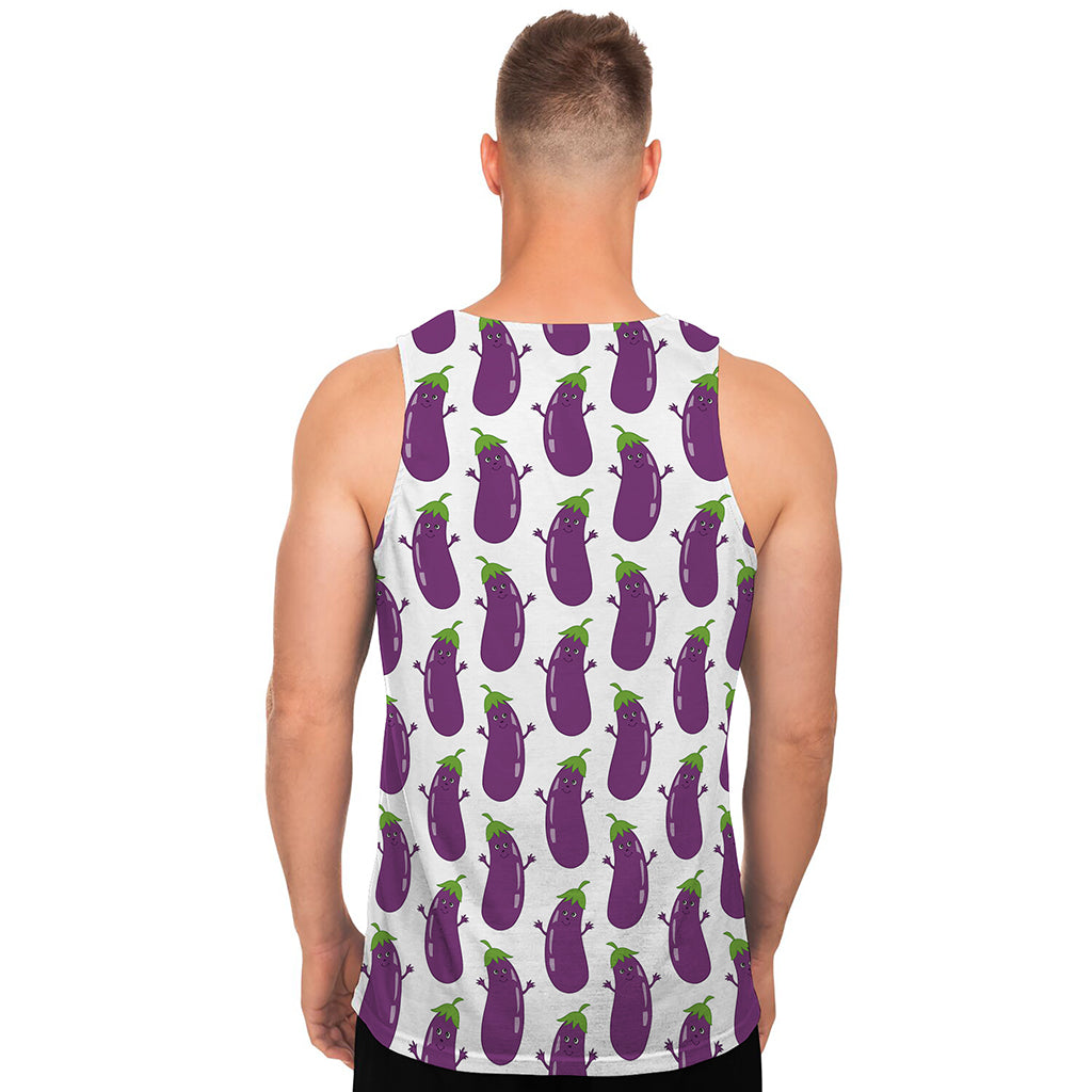 Cartoon Eggplant Pattern Print Men's Tank Top