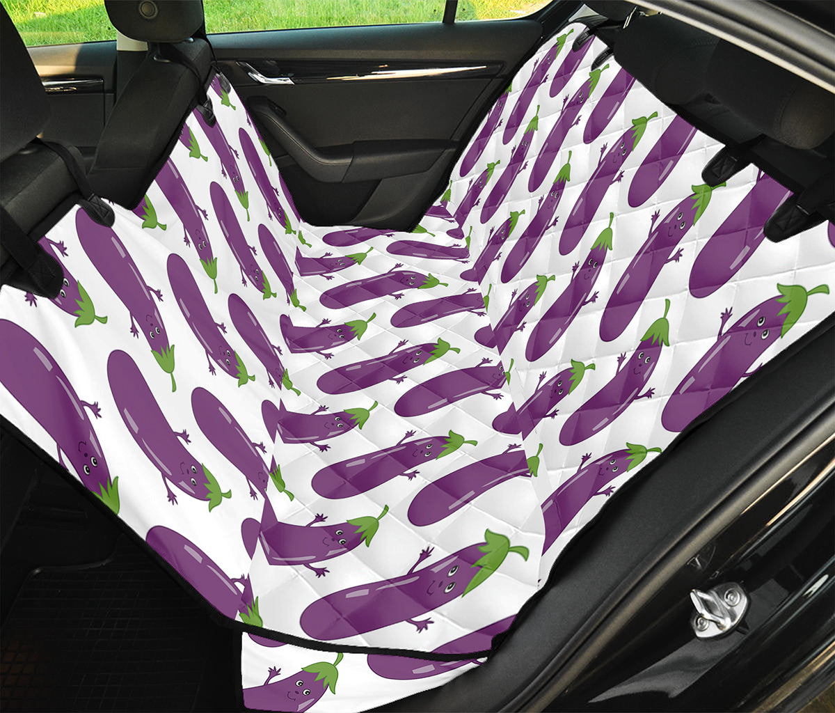 Cartoon Eggplant Pattern Print Pet Car Back Seat Cover