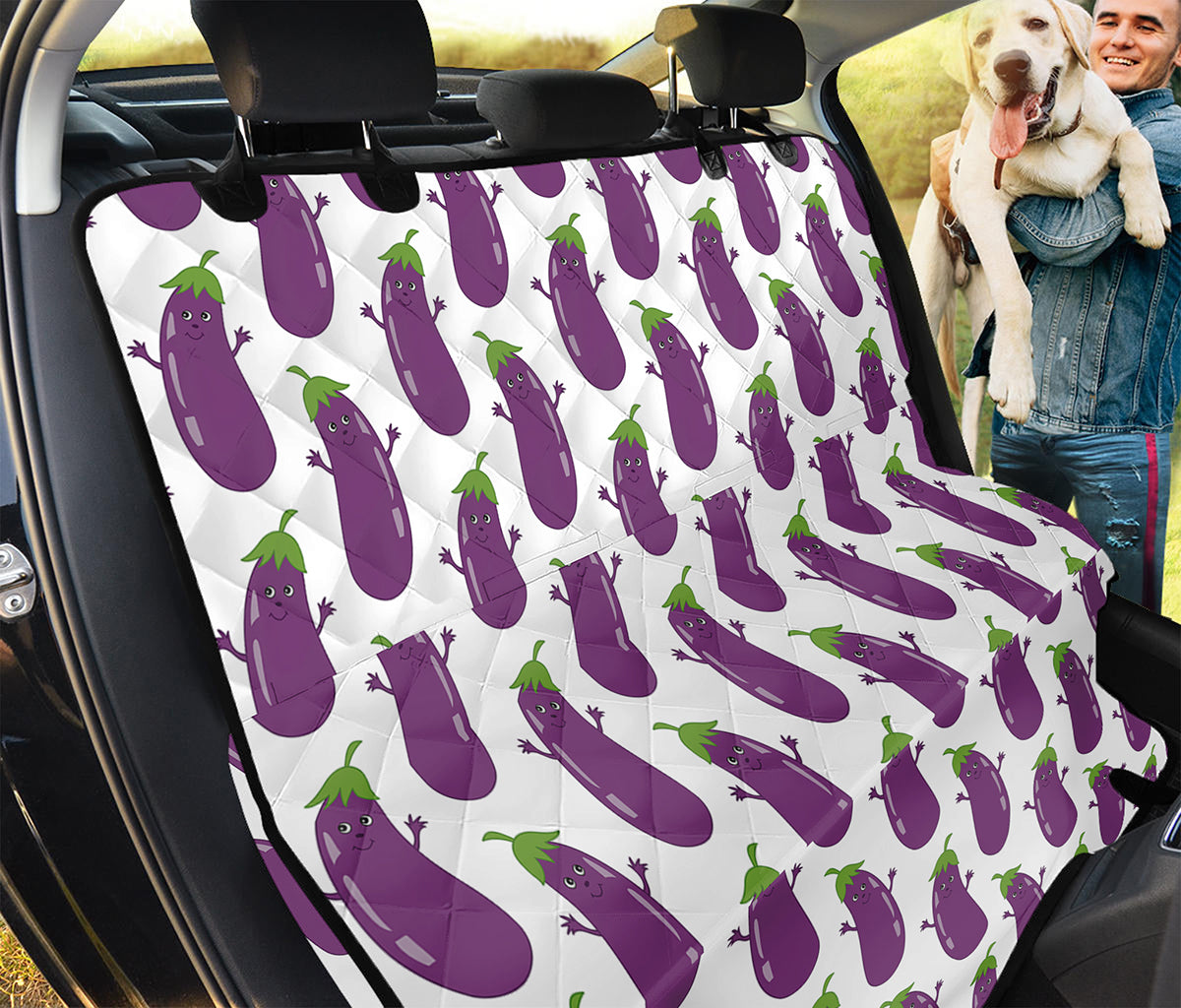 Cartoon Eggplant Pattern Print Pet Car Back Seat Cover