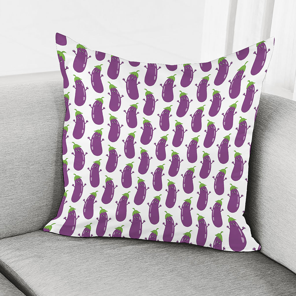 Cartoon Eggplant Pattern Print Pillow Cover