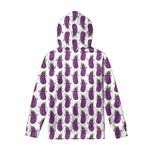 Cartoon Eggplant Pattern Print Pullover Hoodie