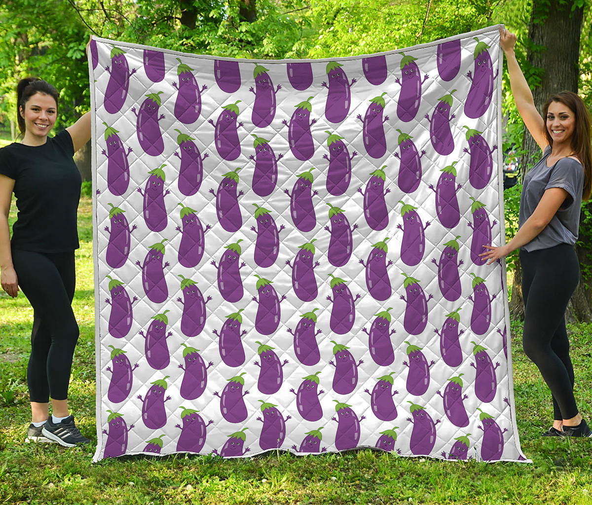Cartoon Eggplant Pattern Print Quilt