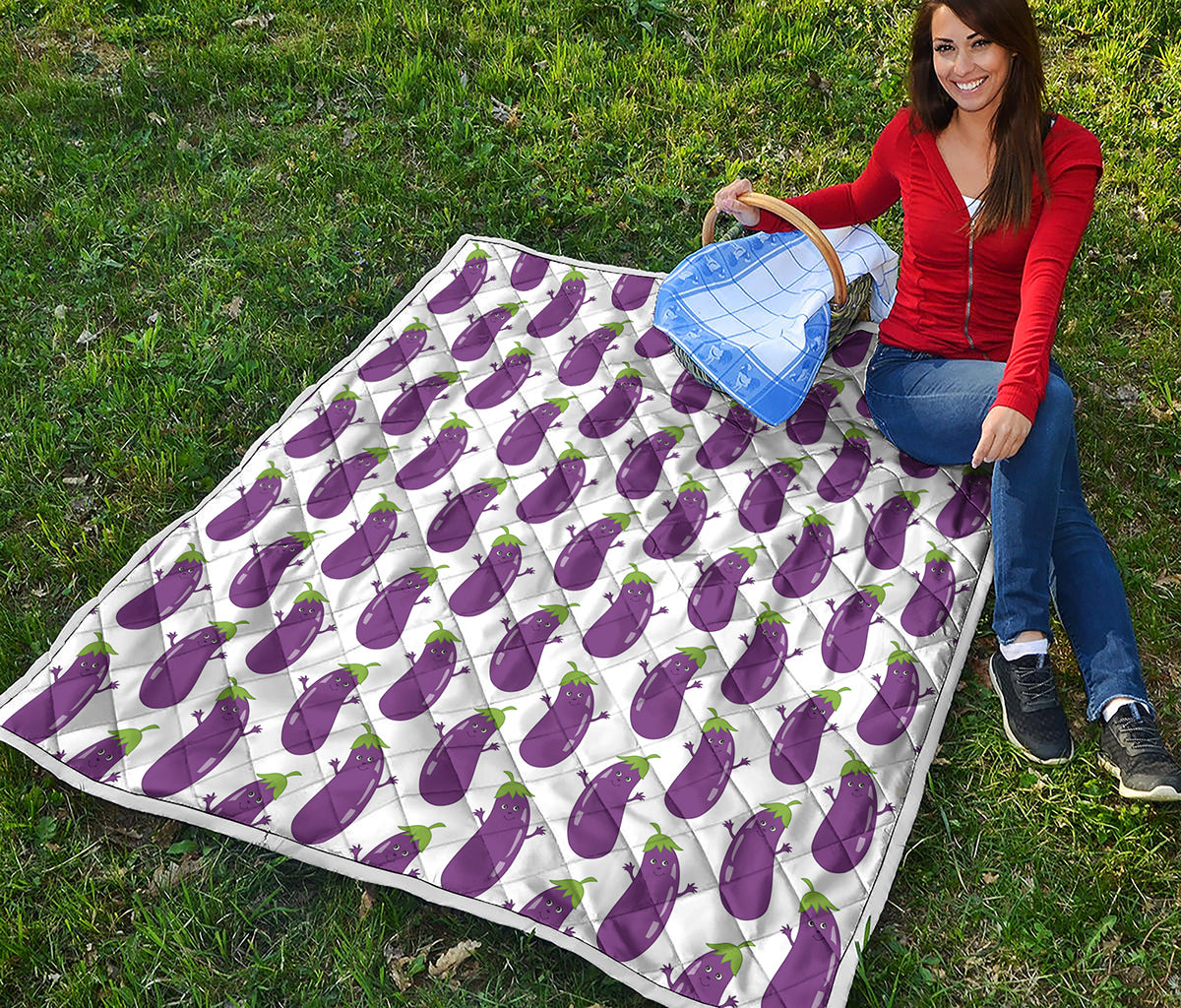 Cartoon Eggplant Pattern Print Quilt
