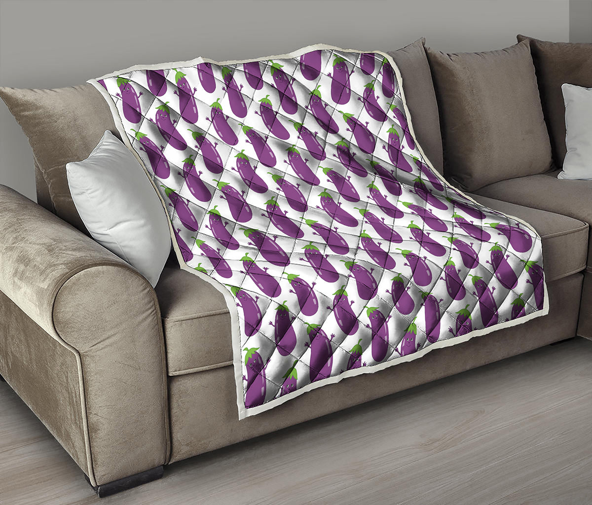 Cartoon Eggplant Pattern Print Quilt