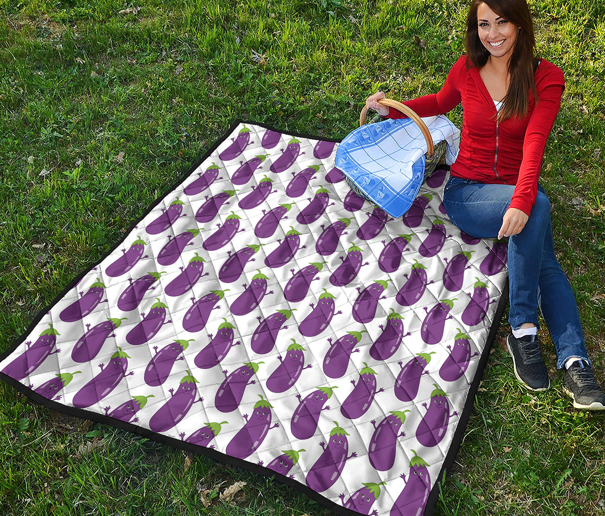 Cartoon Eggplant Pattern Print Quilt