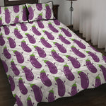 Cartoon Eggplant Pattern Print Quilt Bed Set