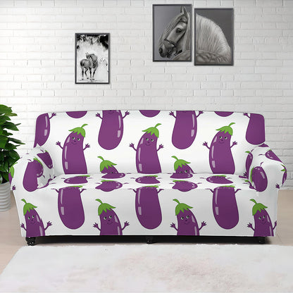 Cartoon Eggplant Pattern Print Sofa Cover