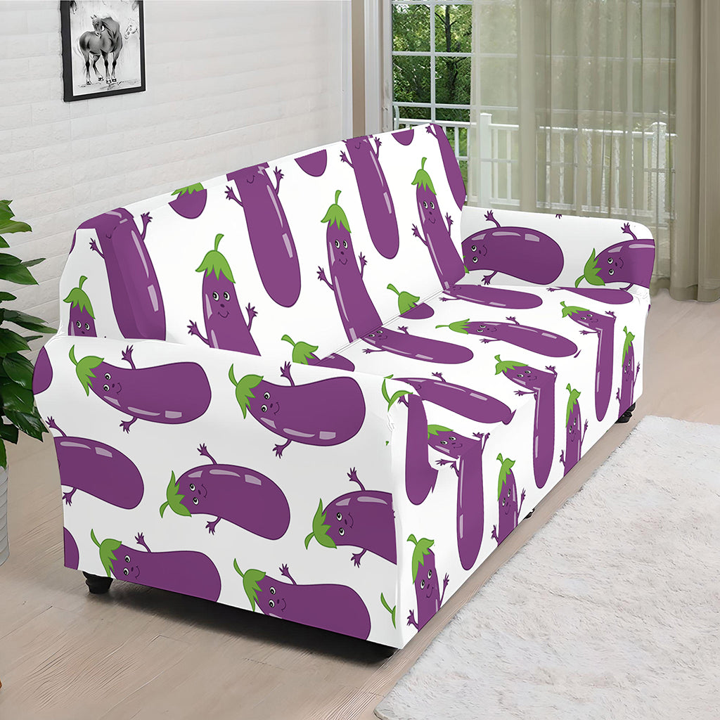 Cartoon Eggplant Pattern Print Sofa Cover