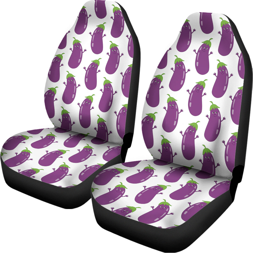 Cartoon Eggplant Pattern Print Universal Fit Car Seat Covers