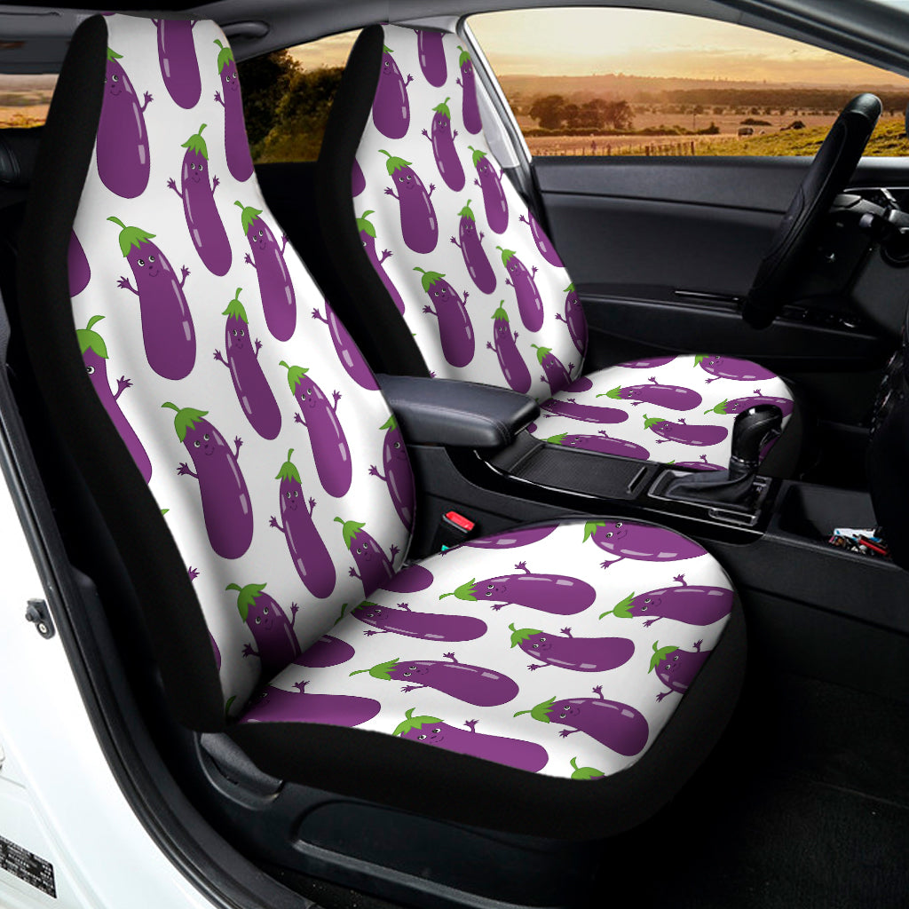 Cartoon Eggplant Pattern Print Universal Fit Car Seat Covers