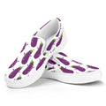 Cartoon Eggplant Pattern Print White Slip On Sneakers