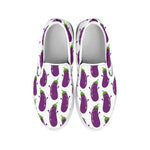 Cartoon Eggplant Pattern Print White Slip On Shoes