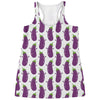 Cartoon Eggplant Pattern Print Women's Racerback Tank Top