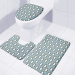 Cartoon Emperor Penguin Pattern Print 3 Piece Bath Mat Set