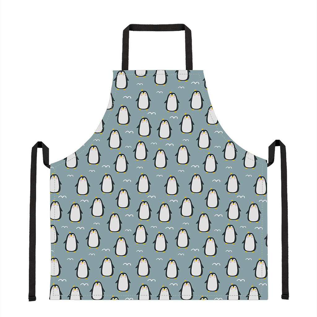 Cartoon Emperor Penguin Pattern Print Apron
