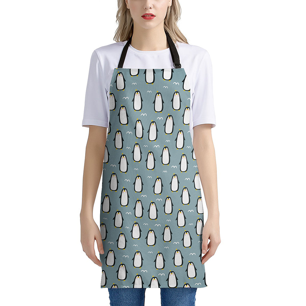 Cartoon Emperor Penguin Pattern Print Apron