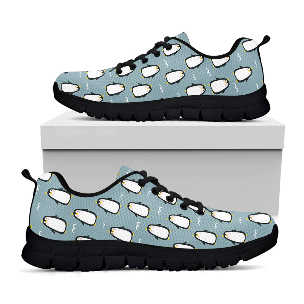 Cartoon Emperor Penguin Pattern Print Black Sneakers