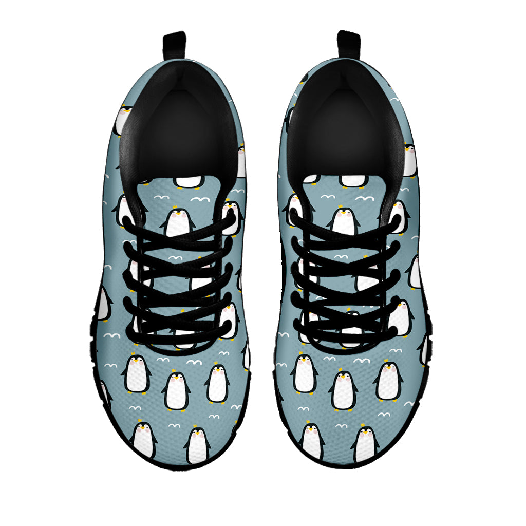 Cartoon Emperor Penguin Pattern Print Black Sneakers