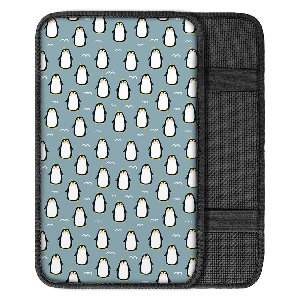 Cartoon Emperor Penguin Pattern Print Car Center Console Cover