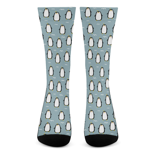 Cartoon Emperor Penguin Pattern Print Crew Socks