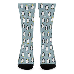 Cartoon Emperor Penguin Pattern Print Crew Socks