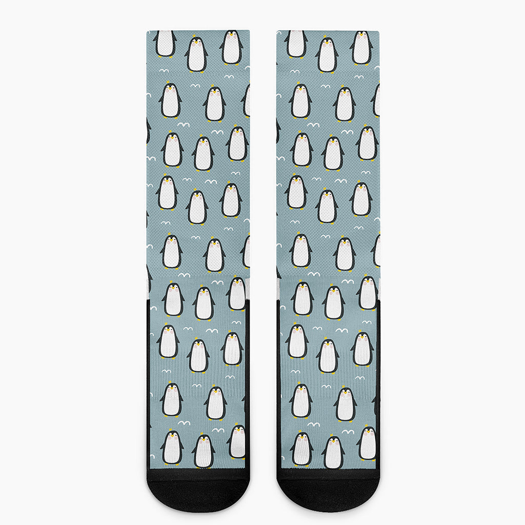 Cartoon Emperor Penguin Pattern Print Crew Socks