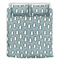 Cartoon Emperor Penguin Pattern Print Duvet Cover Bedding Set