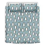 Cartoon Emperor Penguin Pattern Print Duvet Cover Bedding Set