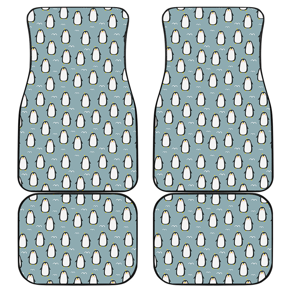 Cartoon Emperor Penguin Pattern Print Front and Back Car Floor Mats