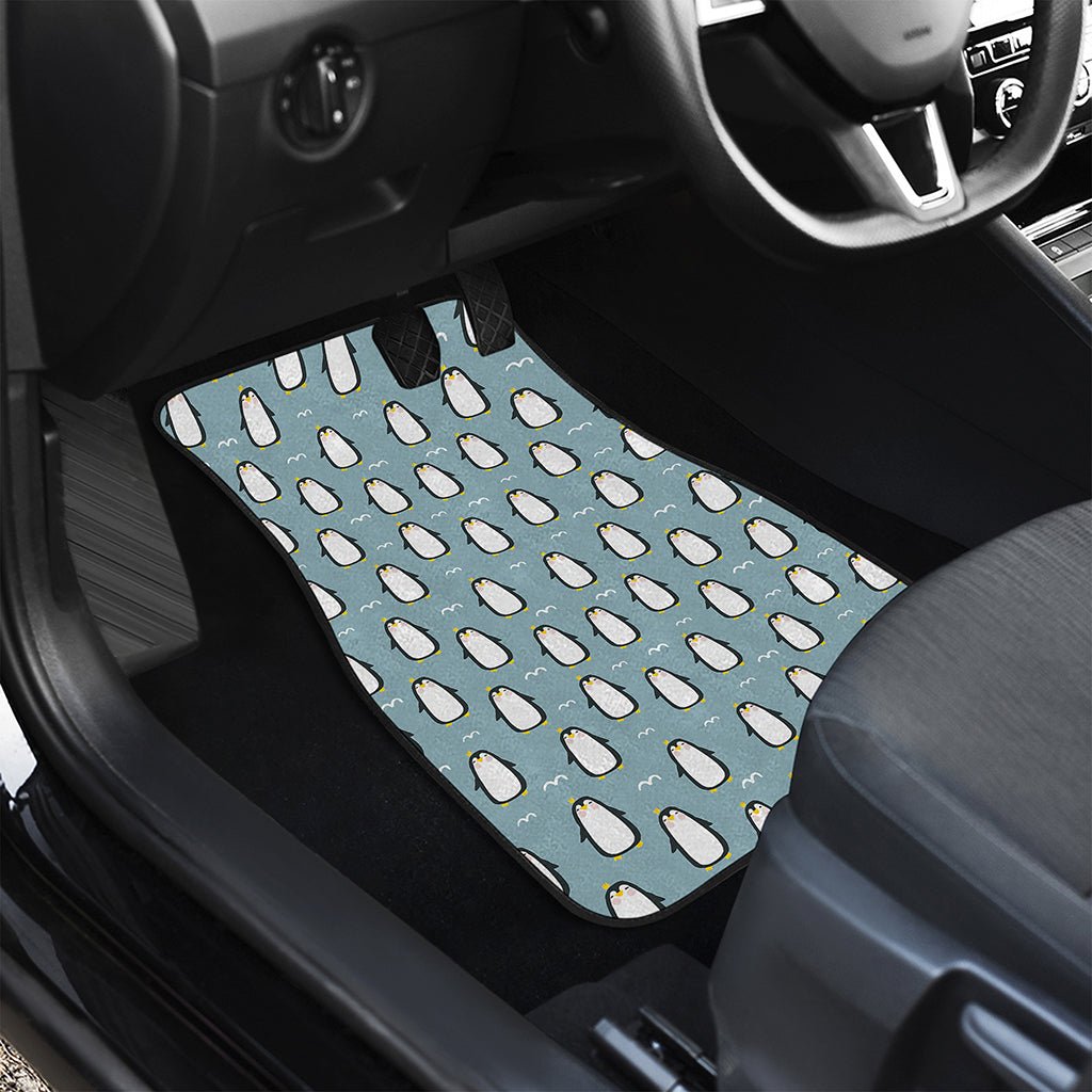 Cartoon Emperor Penguin Pattern Print Front and Back Car Floor Mats
