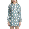 Cartoon Emperor Penguin Pattern Print Pullover Hoodie Dress