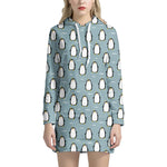 Cartoon Emperor Penguin Pattern Print Hoodie Dress