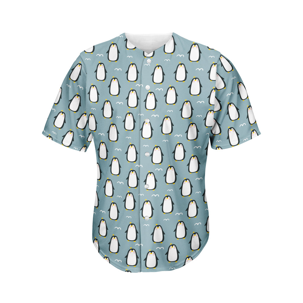 Cartoon Emperor Penguin Pattern Print Men's Baseball Jersey