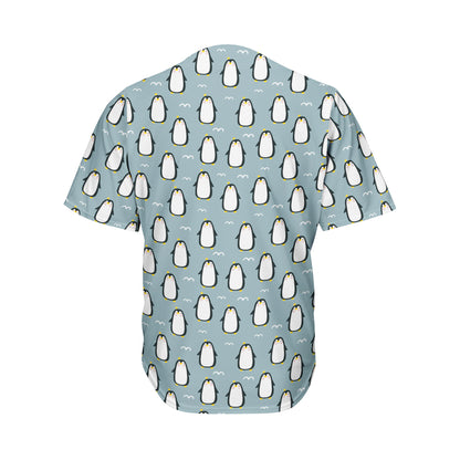 Cartoon Emperor Penguin Pattern Print Men's Baseball Jersey