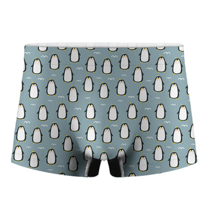 Cartoon Emperor Penguin Pattern Print Men's Boxer Briefs