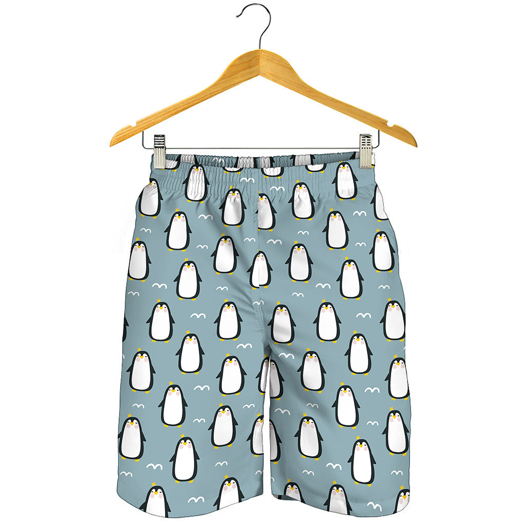 Cartoon Emperor Penguin Pattern Print Men's Shorts