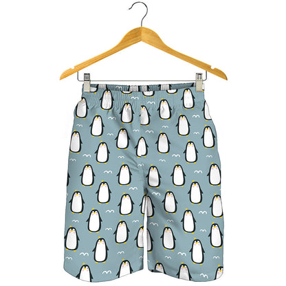 Cartoon Emperor Penguin Pattern Print Men's Shorts
