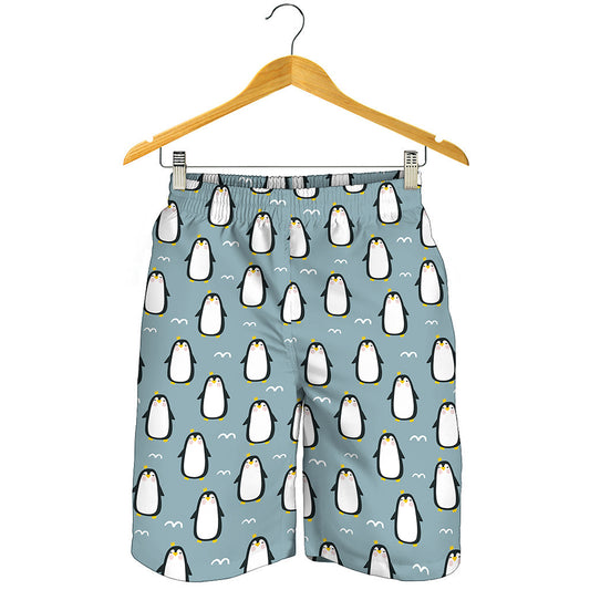 Cartoon Emperor Penguin Pattern Print Men's Shorts