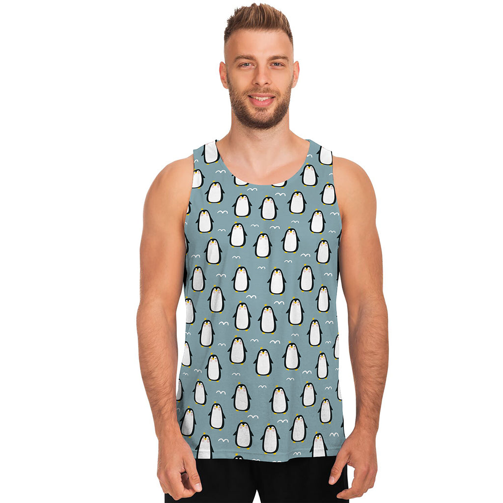 Cartoon Emperor Penguin Pattern Print Men's Tank Top