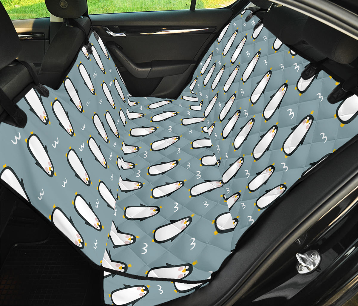 Cartoon Emperor Penguin Pattern Print Pet Car Back Seat Cover