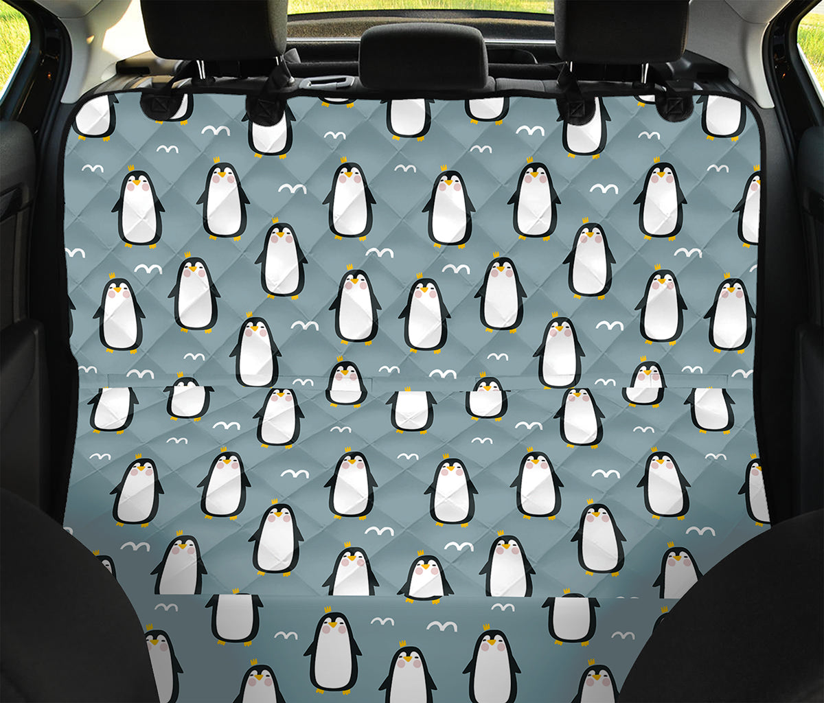 Cartoon Emperor Penguin Pattern Print Pet Car Back Seat Cover
