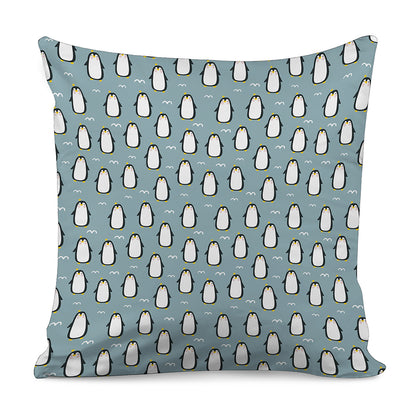 Cartoon Emperor Penguin Pattern Print Pillow Cover