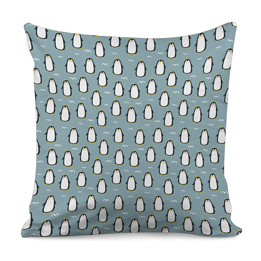 Cartoon Emperor Penguin Pattern Print Pillow Cover